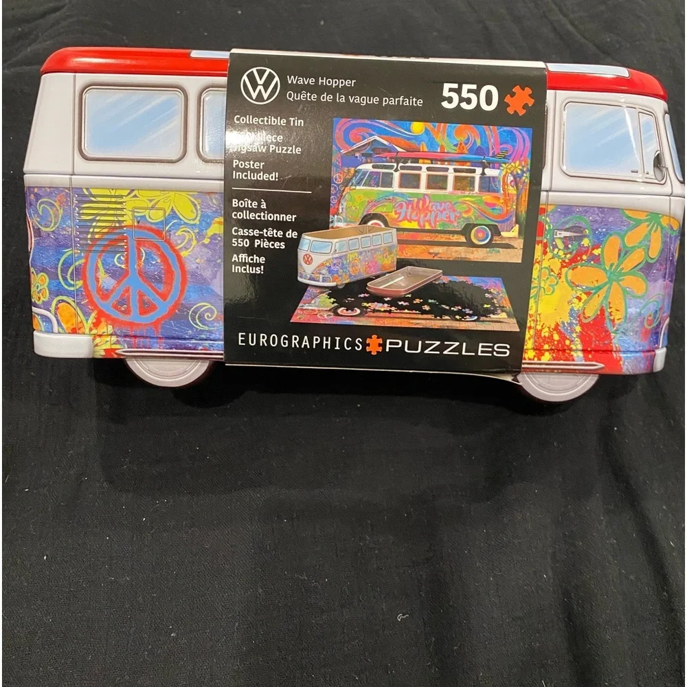 GROOVY VW bus puzzle in COLLECTABLE tin- see pic for all the details! Family FUN - Picture 2 of 12
